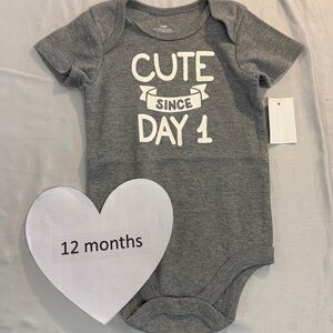 Gray Bodysuit with Cute Since Day 1 Print